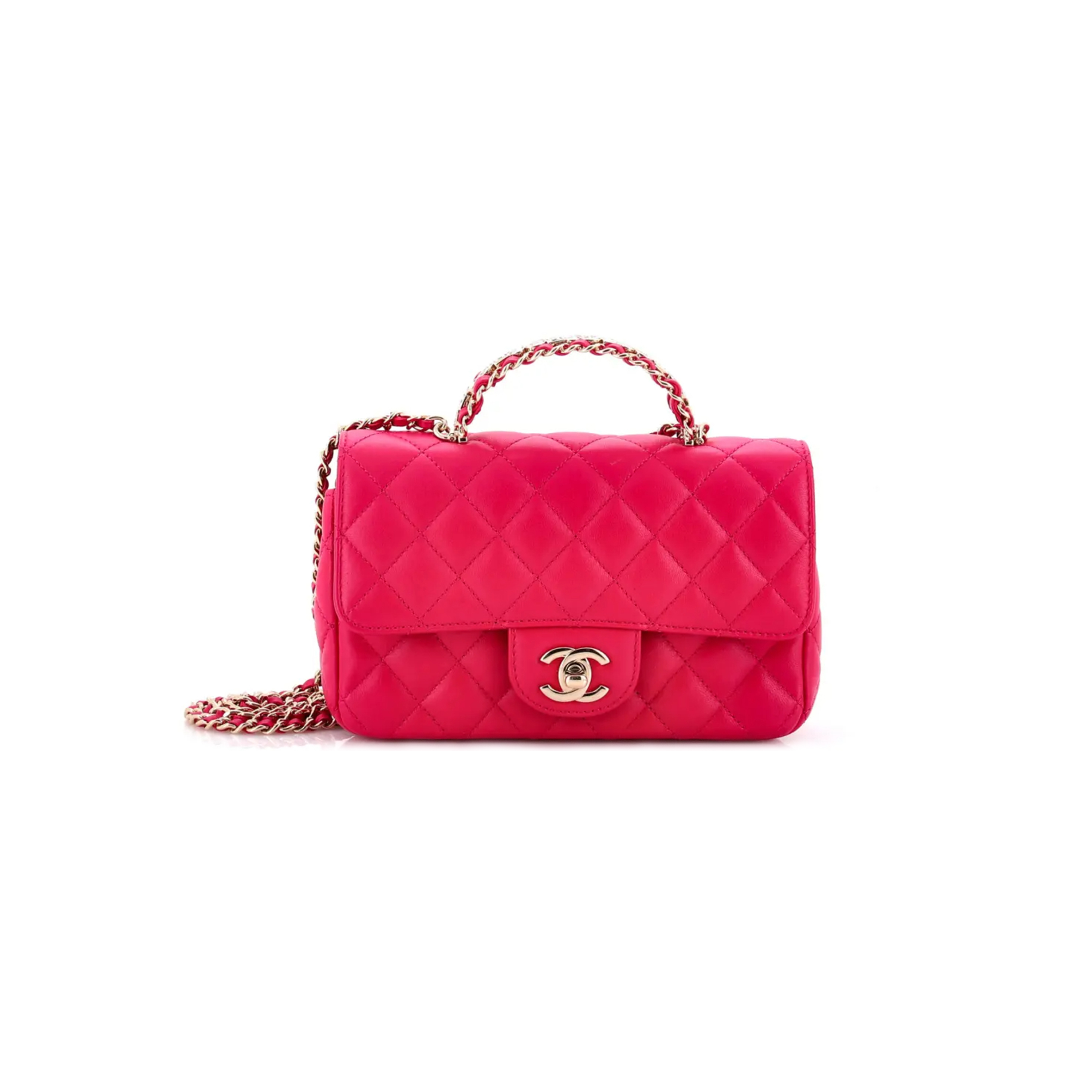CHANEL PINK LEATHER HANDBAG 1560943 (20*11*8cm)